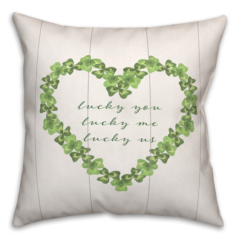 Square Beige and Green Cotton Reversible Throw Pillow