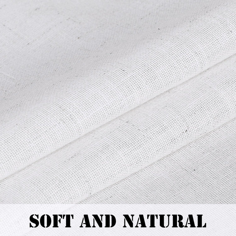 Linen Tab Top Curtains for Living Room 2 Panel Drape Semi Sheer Neutral Country Rustic Farmhouse Boho Curtain Bedroom Muslin Look Light Filtering , Heathered White
