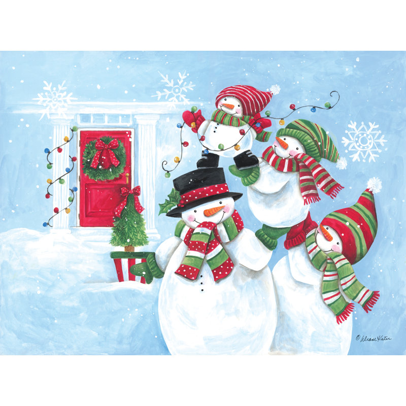 Bonhomme de neige en famille, H 20 po x l 30 po x P 1,25 po