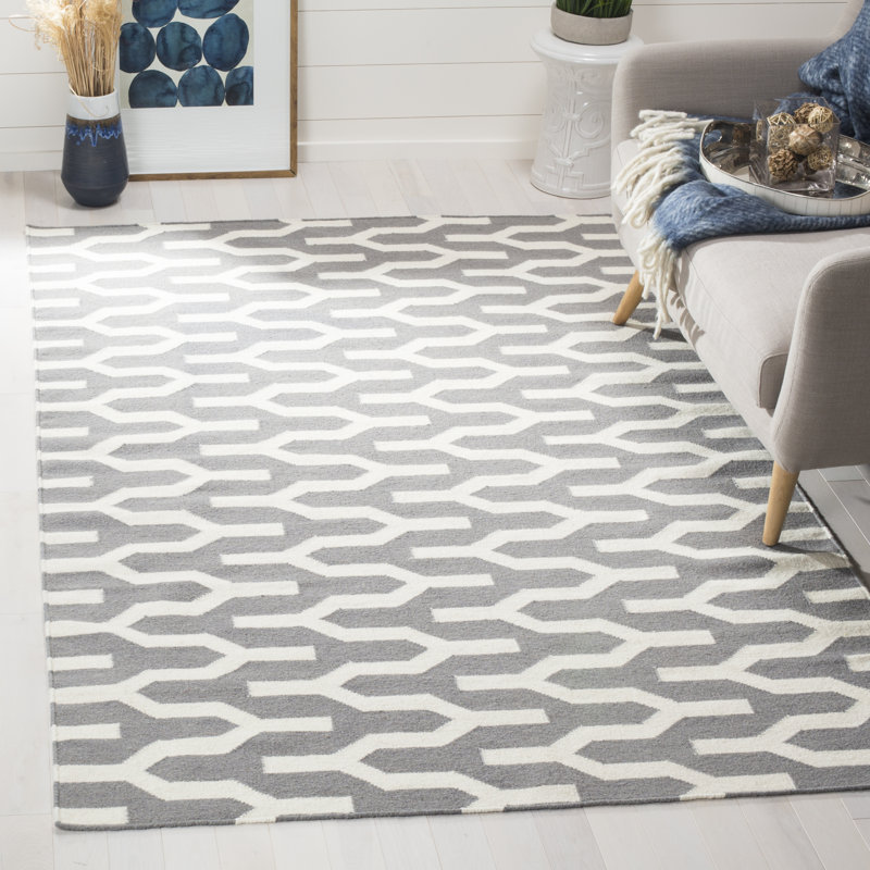Normal Geometric Wool Hand Woven Area Rug, Rectangle 91 x 152cm