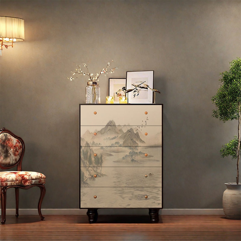 Armoire de rangement à cinq tiroirs Ash, Noir