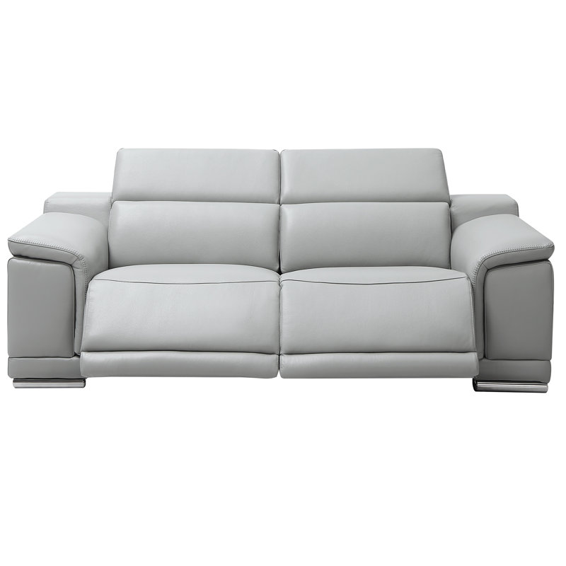 Leather Reclining sofa, Gray Genuine Leather