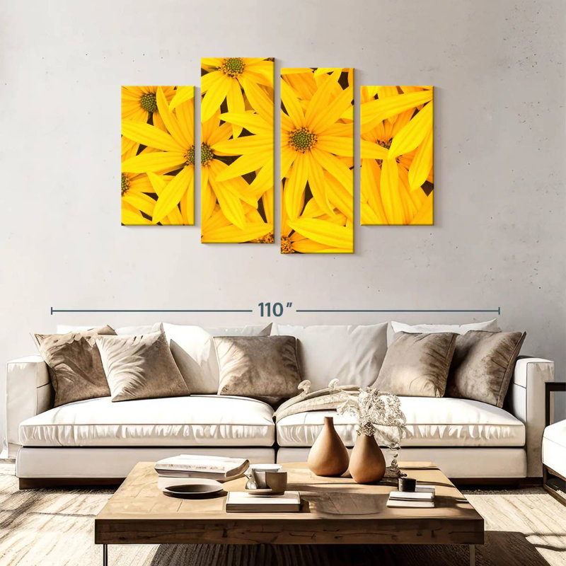 Fleurs jaune vif Harnek, H 48 po x l 75 po