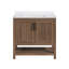 Meuble-lavabo simple OVE Vegas de 76 cm (30 po) en noyer épicé, comptoir en pierre reconstituée blanc tourterelle, quincaillerie noire mate-136318959