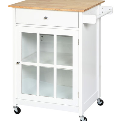 27" Kitchen Island On Wheels - White. Drawer, Cabinet & Towel Rack. Adjustable Shelf. Rubber Wood Workspace. 4 Mobile Wheels. 26.5"W X 19"D 34"H. 110 Lbs Capacity Rolling Trolley . 26.5"X19"X34".