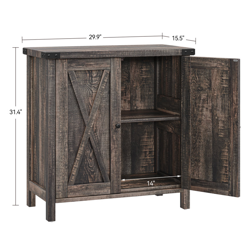 Buffet Farmhouse avec portes et tablettes, Chêne foncé