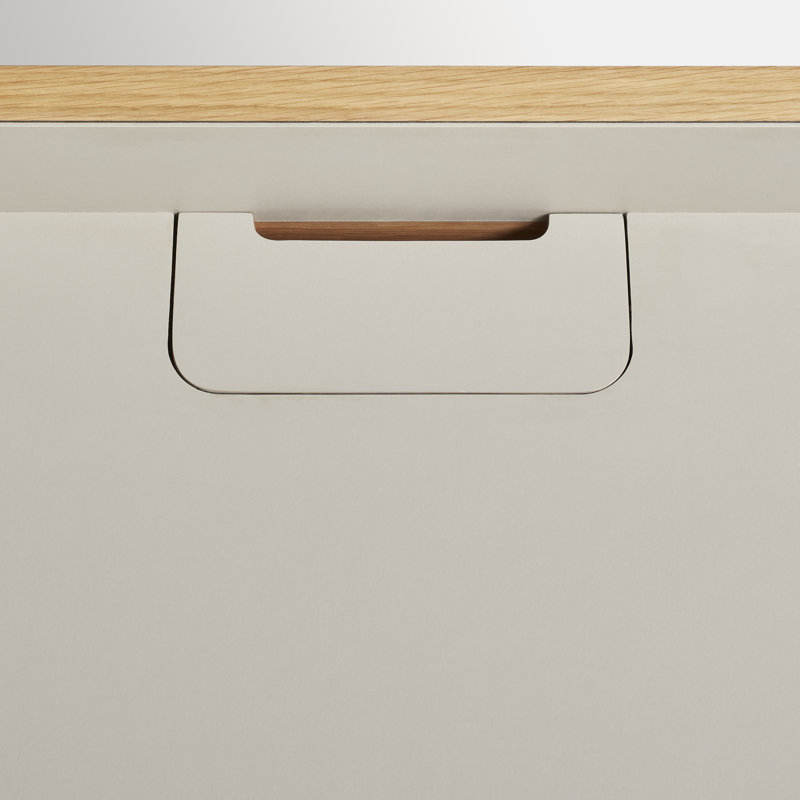 Tabloid Solid Wood Writing Desk, Putty/White Oak