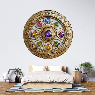 Gemstone Mandala Wall Mural, Sacred Geometry Wall Art, Luxury Spiritual Decor, Boho Statement Art 431Mv