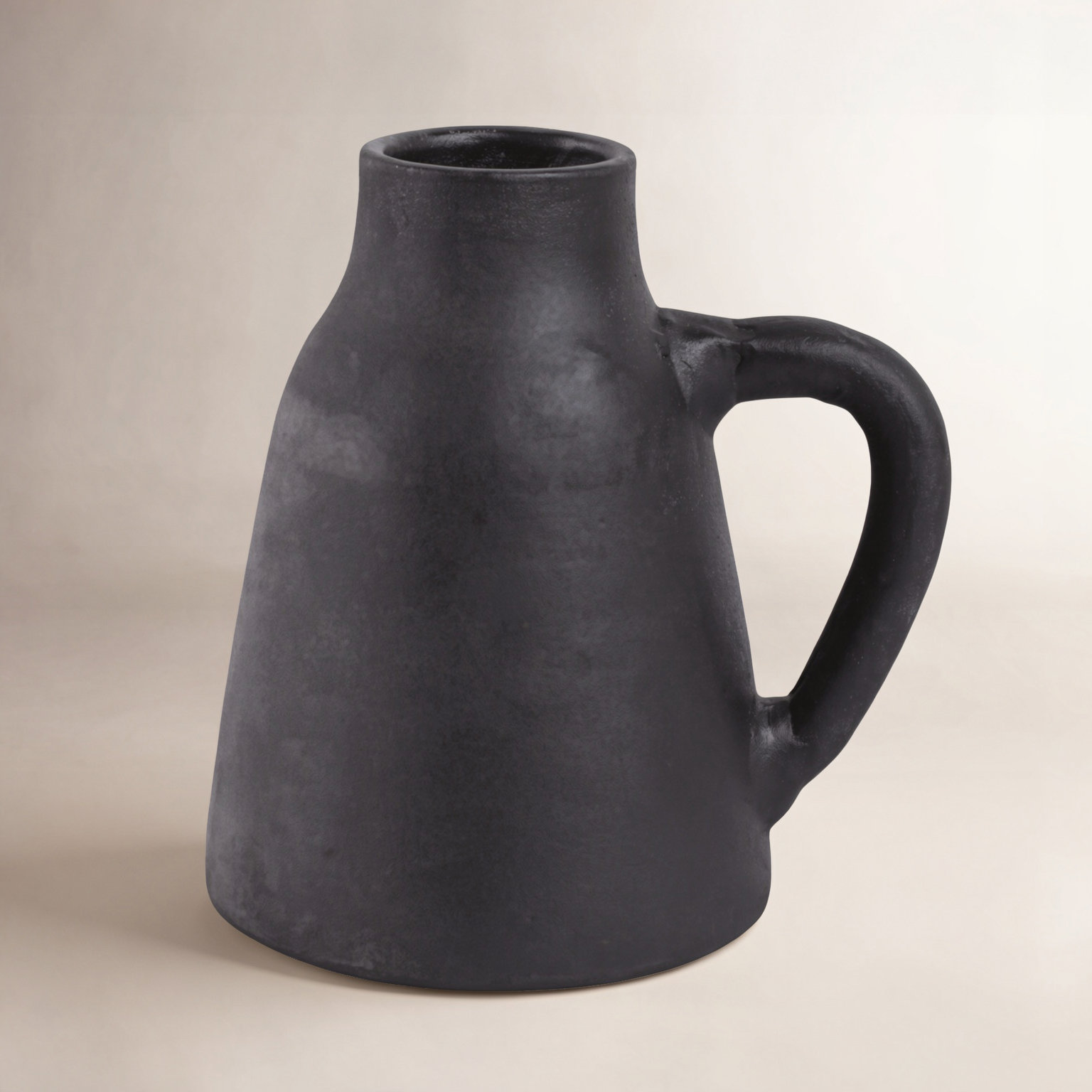 Anasta Handmade Terracotta Table Vase, Overall Height - 8.5", Black