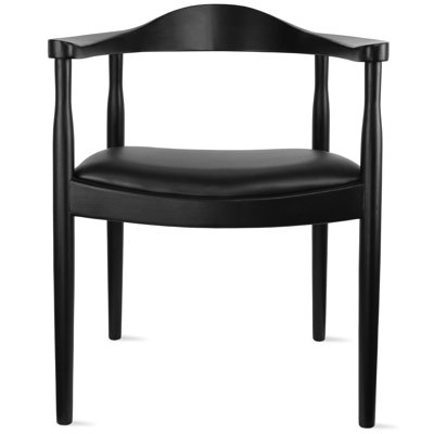 Hashimoto Genuine Wood Dining Arm Chair – Open Back PU Leather Seat, Mid‑Century Modern Accent Chair