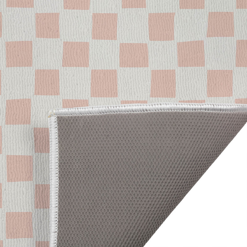 Checkered Absorbent Non-Skid Rectangular Toilet Mat