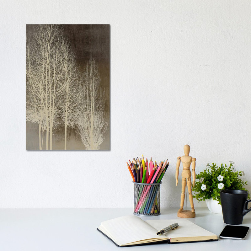 Trees On Brown Panel I by Kate Bennett - Wrapped Canvas Painting, 20.32 cm H x 30.48 cm W