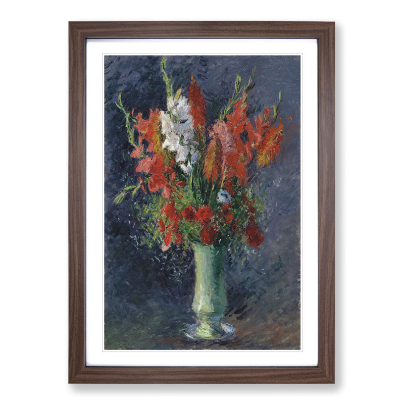 Vase of Flowers by Gustave Caillebotte - Picture Frame Painting, 65cm H x 48cm W x 2cm D, Walnut Framed