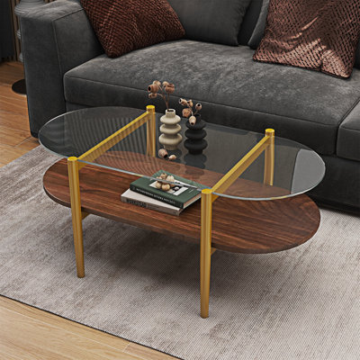 Table basse en verre avec tablette
