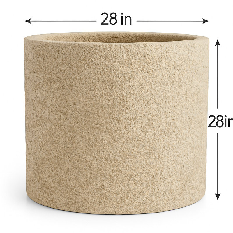 Pot à fleurs fabriqué à la main en calcaire 28 po, H 28 po x l 28 po x P 28 po