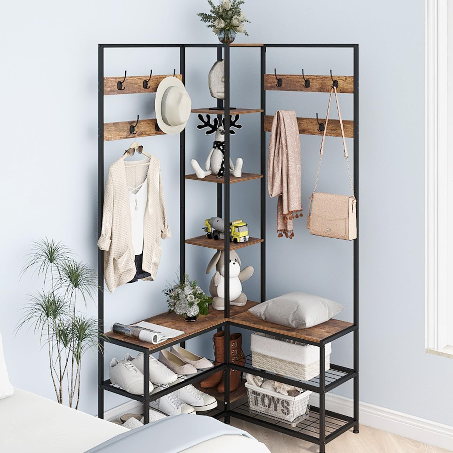 Tree Shoe Rack 17 Stories Corner Hall Tree With Shoe Rack - Wayfair Canada