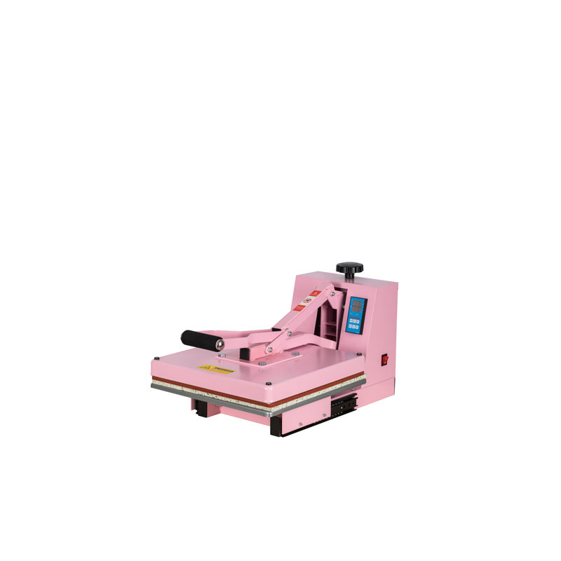 Pink Manual Heat Press Machine with Slide-Out Base - 1400W Professional Aluminium Press