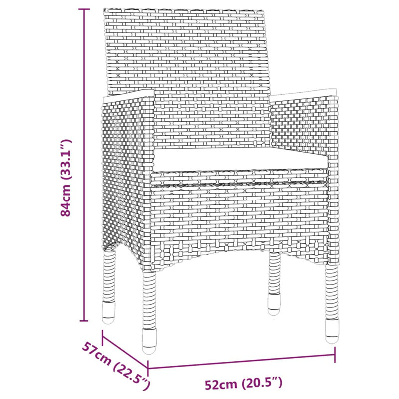  Garden Dining Set, Dark Gray Cushion/Gray Frame, 6, 29.1" H x 78.8" W x 39.4" D