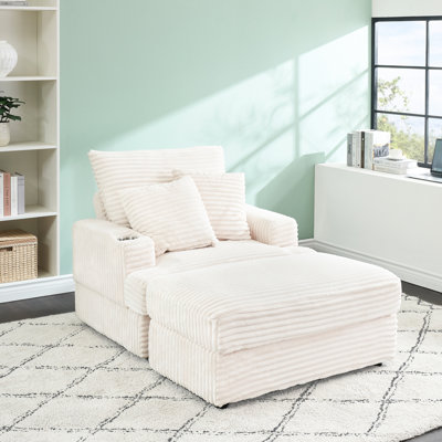 Velours côtelé de 39 pouces avec porte-gobelet et confort élégant et durable