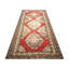 Tapis de couloir unique en laine noué à la main des années 1960 de 5 pi 7 po x 14 pi 5 po en rouge / brun