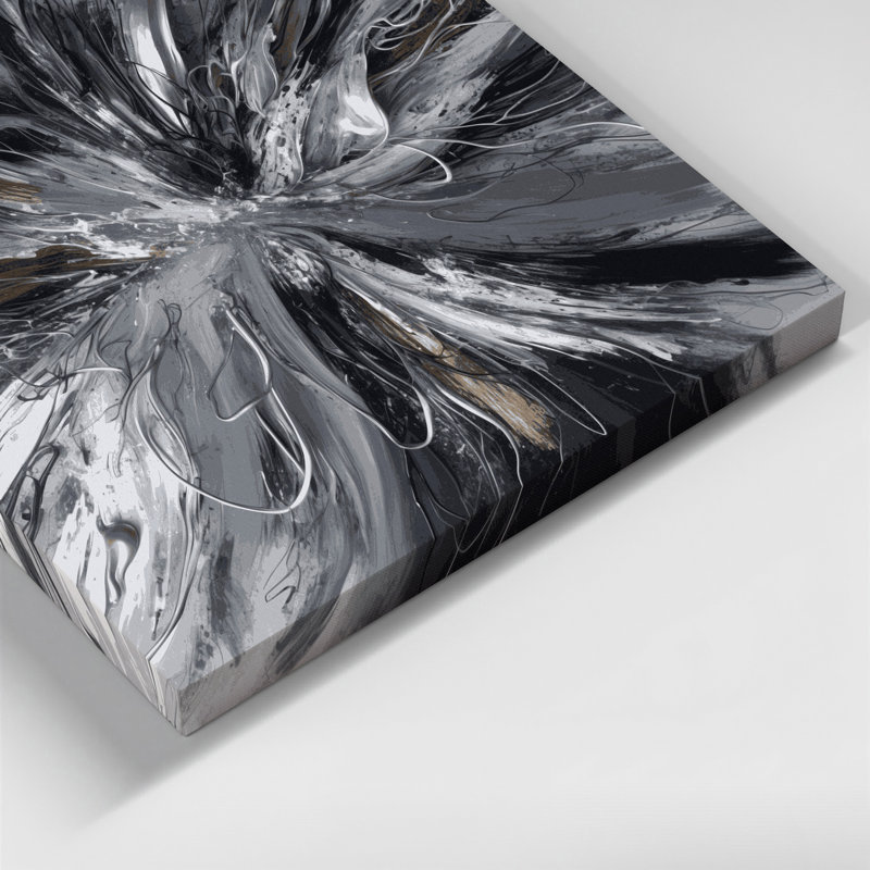 Lyrical Abstraction 44 Gray Canvas Wall Art, 20" H x 30" W
