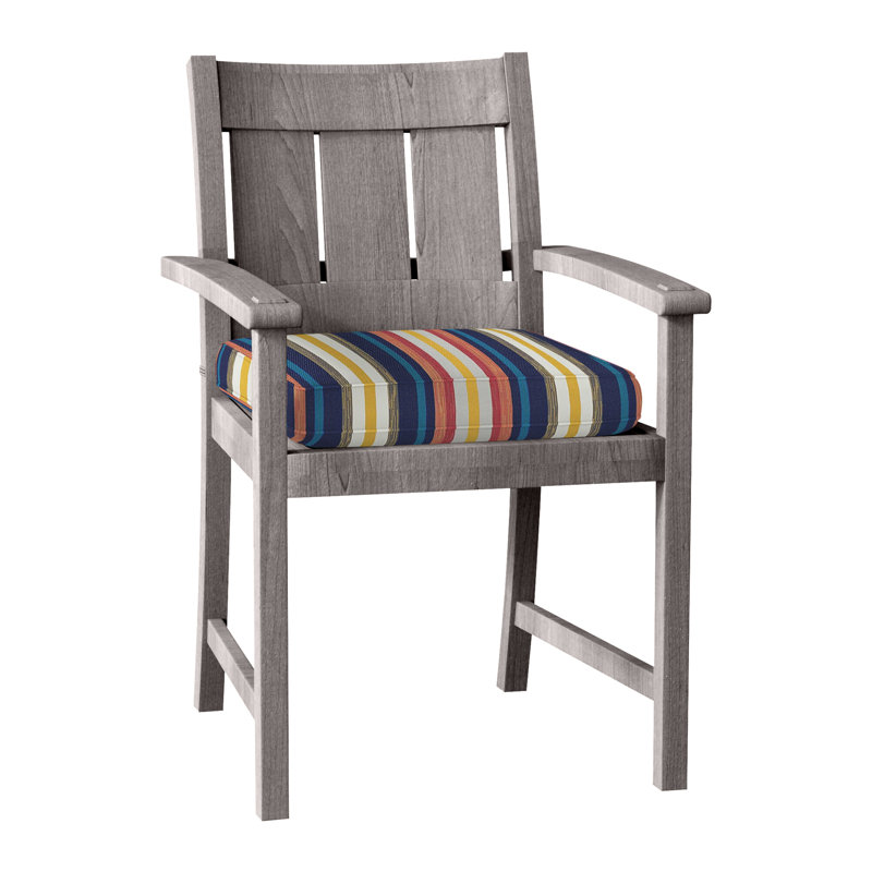Chaise avec accoudoirs Croquet, Welt, Cabana à rayures bleu marine Sunbrella®, Teck huître