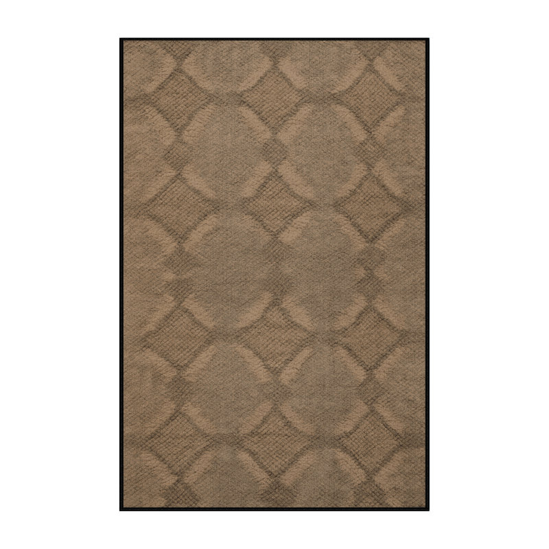 Tapis brun treillis lavable à la machine, Rectangle 5 pi x 7 pi