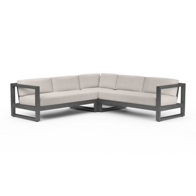 Georgie 96.07'' Wide Rectangle Powder Coated Aluminum Patio Sectional with Sunbrella® Cushions