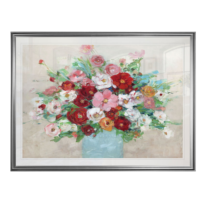 " Confetti Flowers ", 20" H x 24" W x 1.5" D, Silver Frame