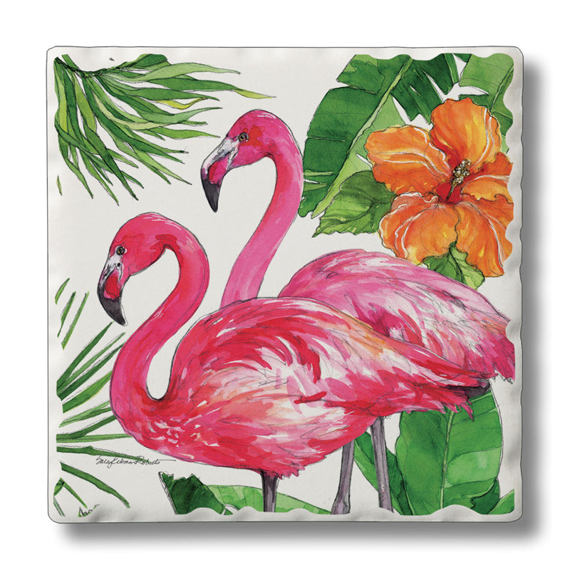 Sous-verre absorbant en pierre flamant rose