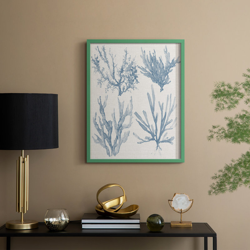 Collection Sea Coral II, impression encadrée - bois massif, H 30 po x l 24 po, Vert