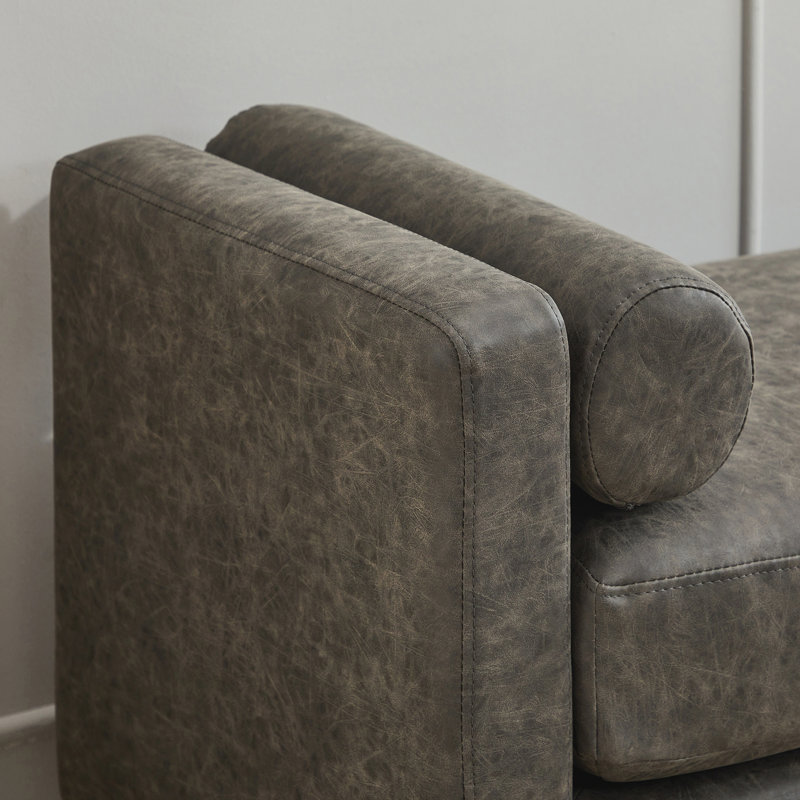 Banc de lit rembourré avec structure en bois, Gray, Gray, Natural