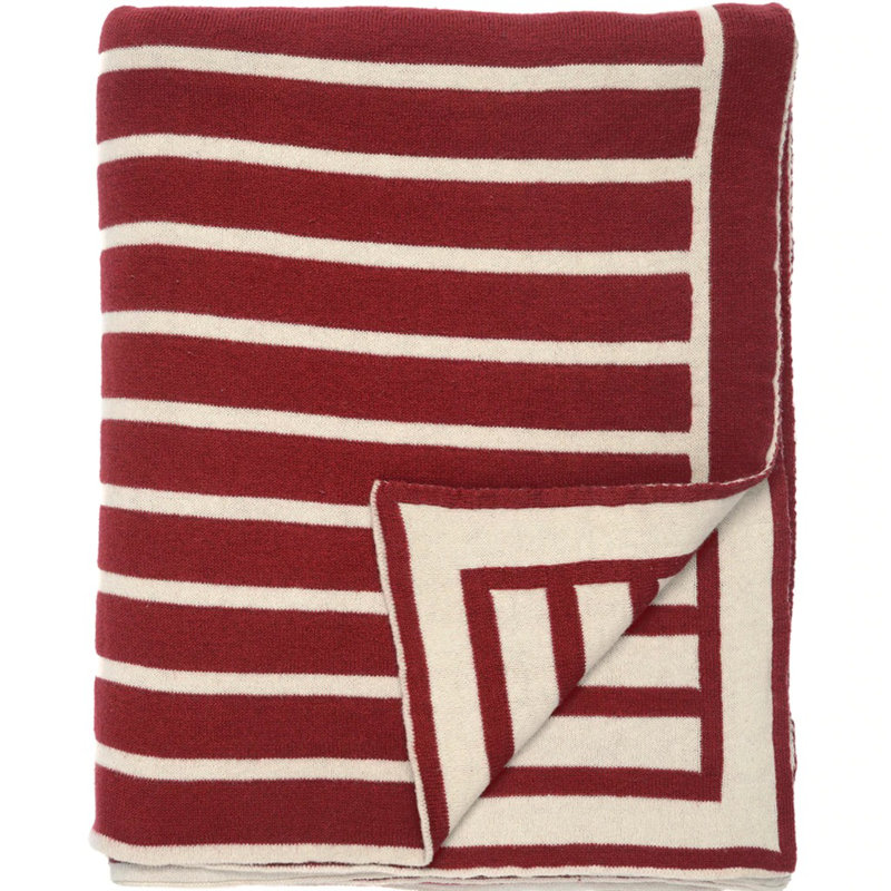 Beach Stripe Knitted Throw Blanket, Red/Natural