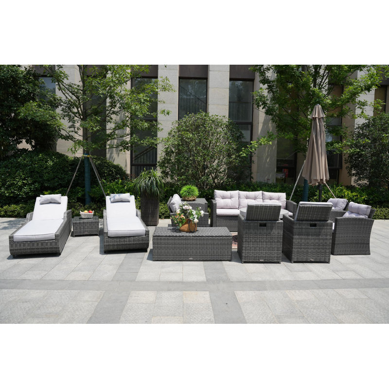 Almanza 11 - Person Patio Conversation Set with Cushions