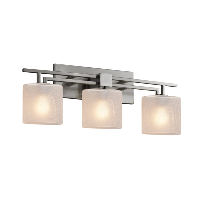 Kip 3 - Light Dimmable Vanity Light, Brushed Nickel, Frosted Crackle