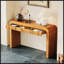 Console rustique avec tiroir cannelé, coins arrondis et pieds épais pour le couloir et le salon (brun)-731905984