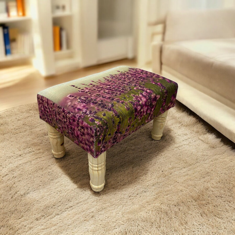 Aahaan 40cm Wide Rectangle No Pattern Footstool Ottoman, Purple