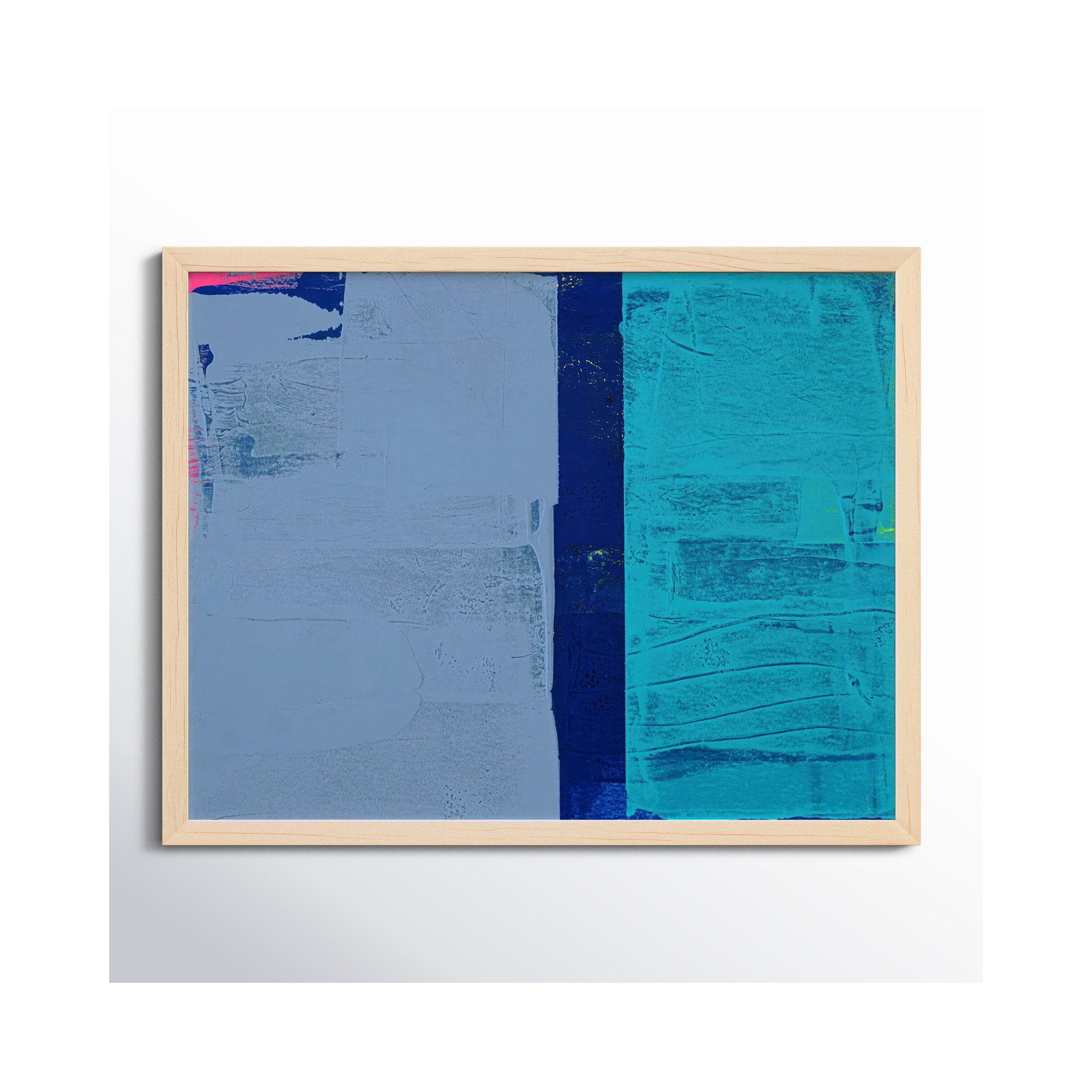Bold In Blue 2 by Andrea Stokes, Brown Framed, 30" H x 38" W x 1.25" D