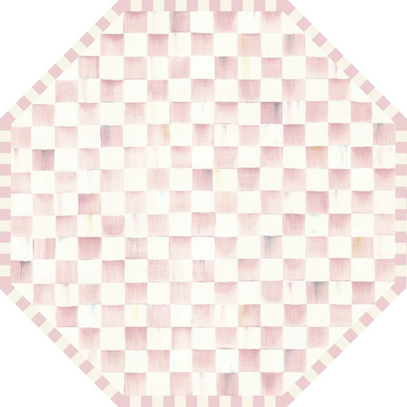 Rosy Checkered Washable Rug, Octagon 6' x 6'
