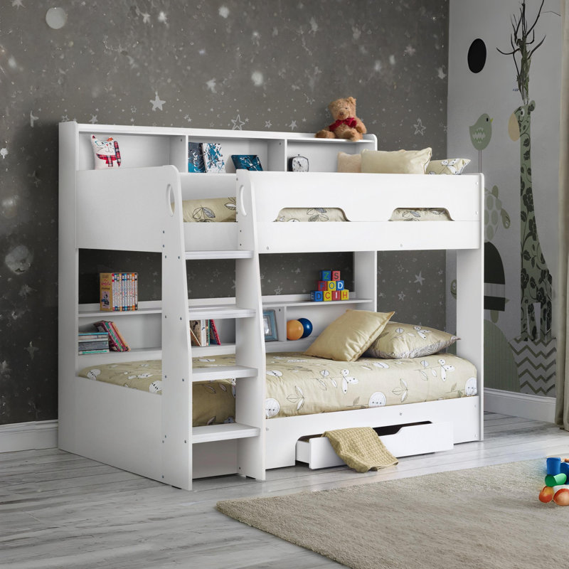 Lilianna Single (3') Standard Bunk Bed with Shelves, White