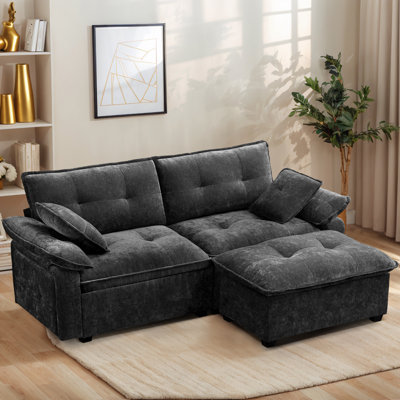 88.9" Wide Comfy Cloud Couch with Ottoman, Cloud Modular Sectional Sofa, Sectional Couches for Living Room-Cloud-Like Chenille Upholstery Bonless, Tufted Back, and Modern Design