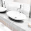 Lavabo de salle de bain vasque ovale en pierre blanche avec robinet H 12 po L 23 po x l 14 po x H 4 po Wisteria