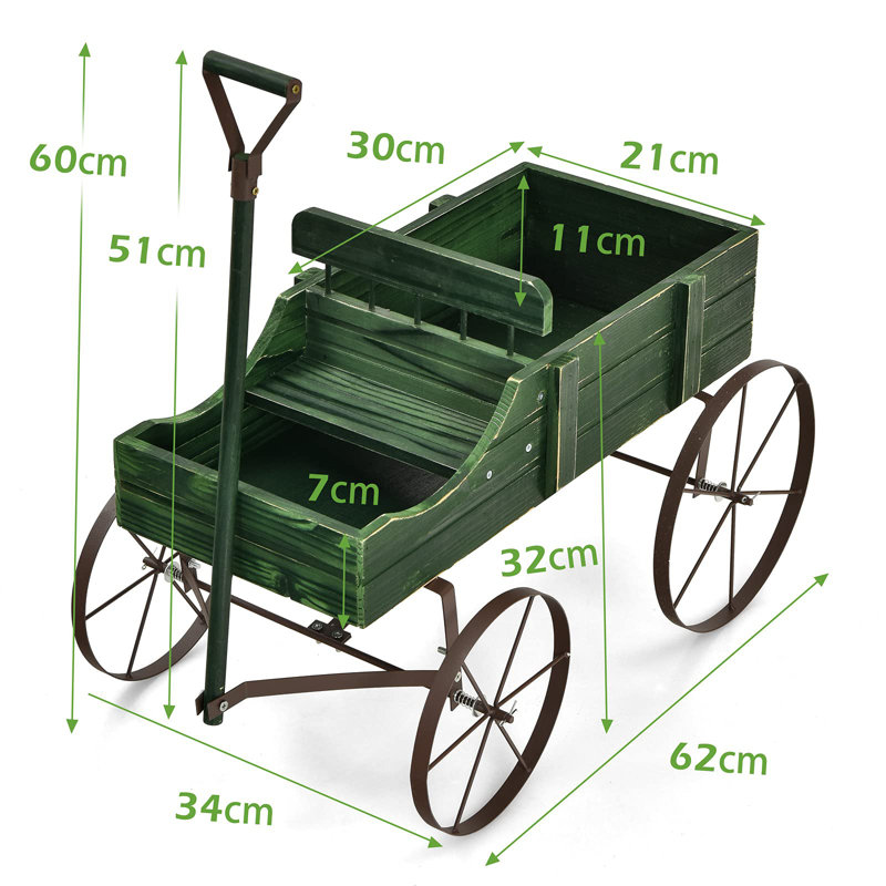 Mischa Wheelbarrow Planter, Green