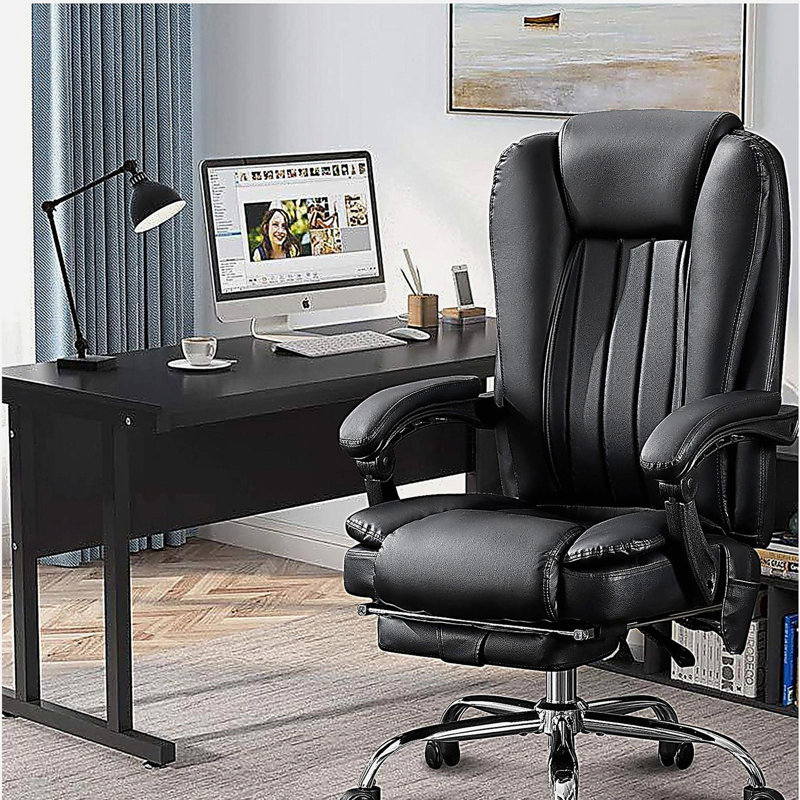Fauteuil de massage avec chauffeur et 6 points de vibration, avec repose-pieds et accoudoirs rembourrés, fauteuil de direction avec dossier inclinable et roulettes