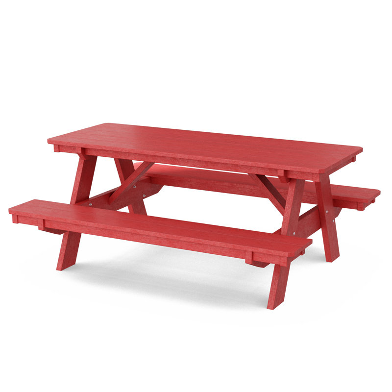 Table de pique-nique 72 "avec bancs attachés Heritage, Rouge cardinal