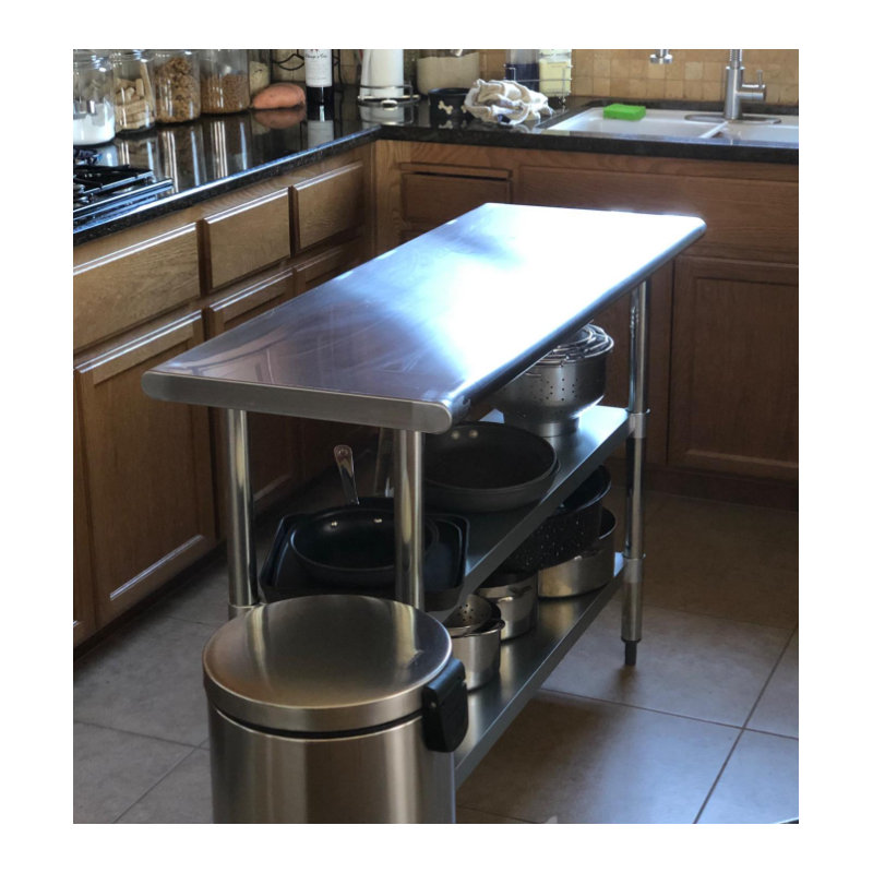 Rolling Prep Table with Stainless Steel Top, 38" H x 36" W x 24" D