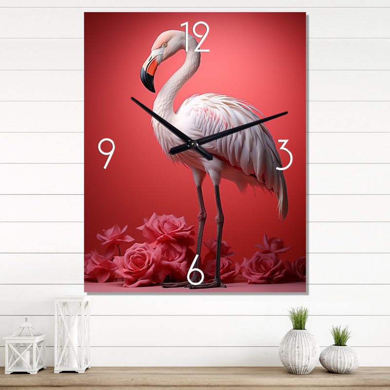 Horloge murale Monochome Flamingo Fading Glow, Très grand