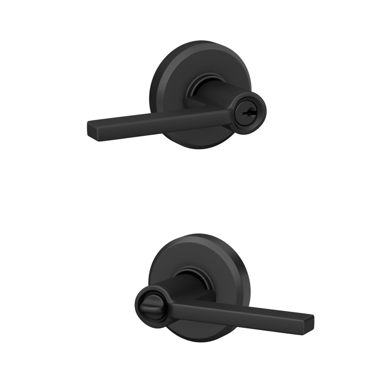 F Series Latitude Keyed Entry Leverset with Greyson Rosette, Matte Black, Keyed Alike, Yes