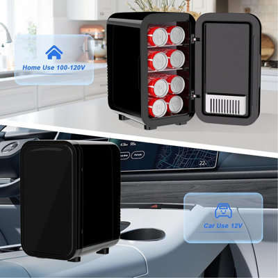 6L/8-Can Mini Fridge – Compact Thermoelectric Cooler & Warmer For Skincare, Bedroom, Office, Dorm, Or Car | 110V AC/12V DC Portable Cooling,6L
