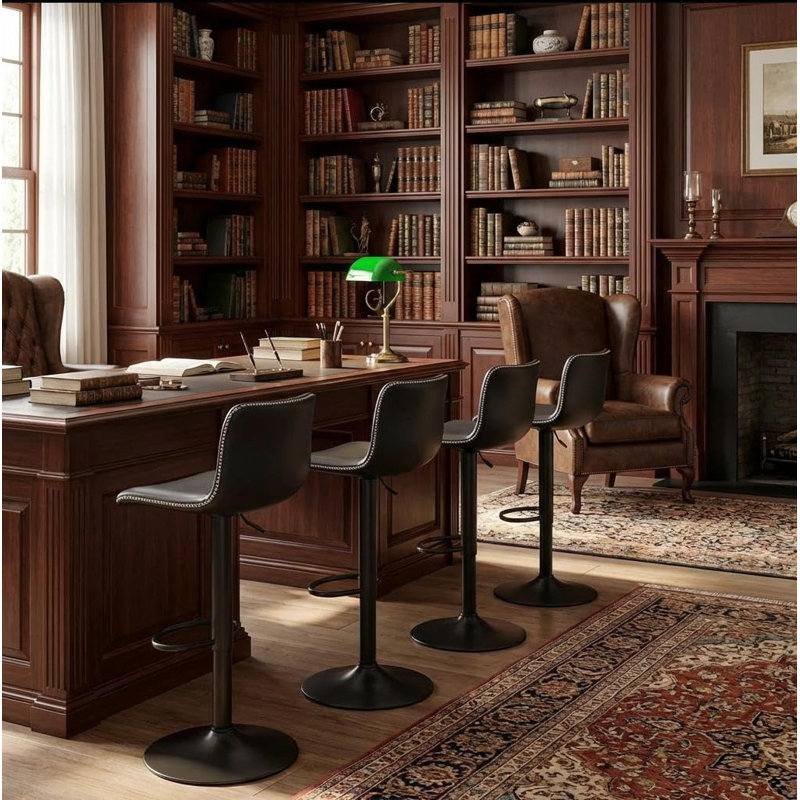Tabourets de bar pivotants avec dossier et repose-pieds, tabourets à hauteur réglable pour îlot, tabourets à hauteur de bar pour îlot de cuisine